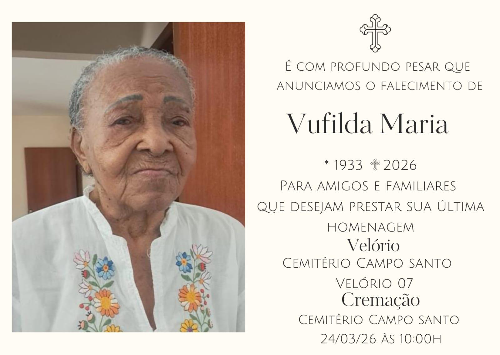 Nota de Falecimento - Vufilda Maria 