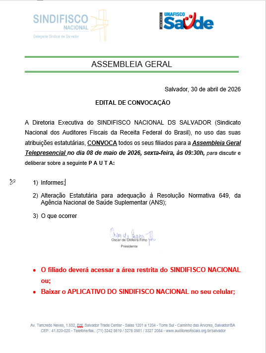 Assembleia Geral - 08.05.2026 as 9h30