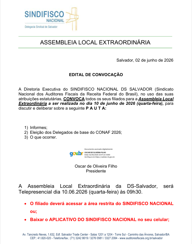 Edital Assembleia CONAF-2026 - 10.06.2026 às 9h30