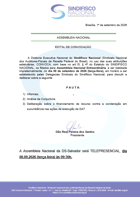 Assembleia Nacional - 08.09.2026 às 9h30 Assembleia Nacional - 08.09.2026 às 9h30